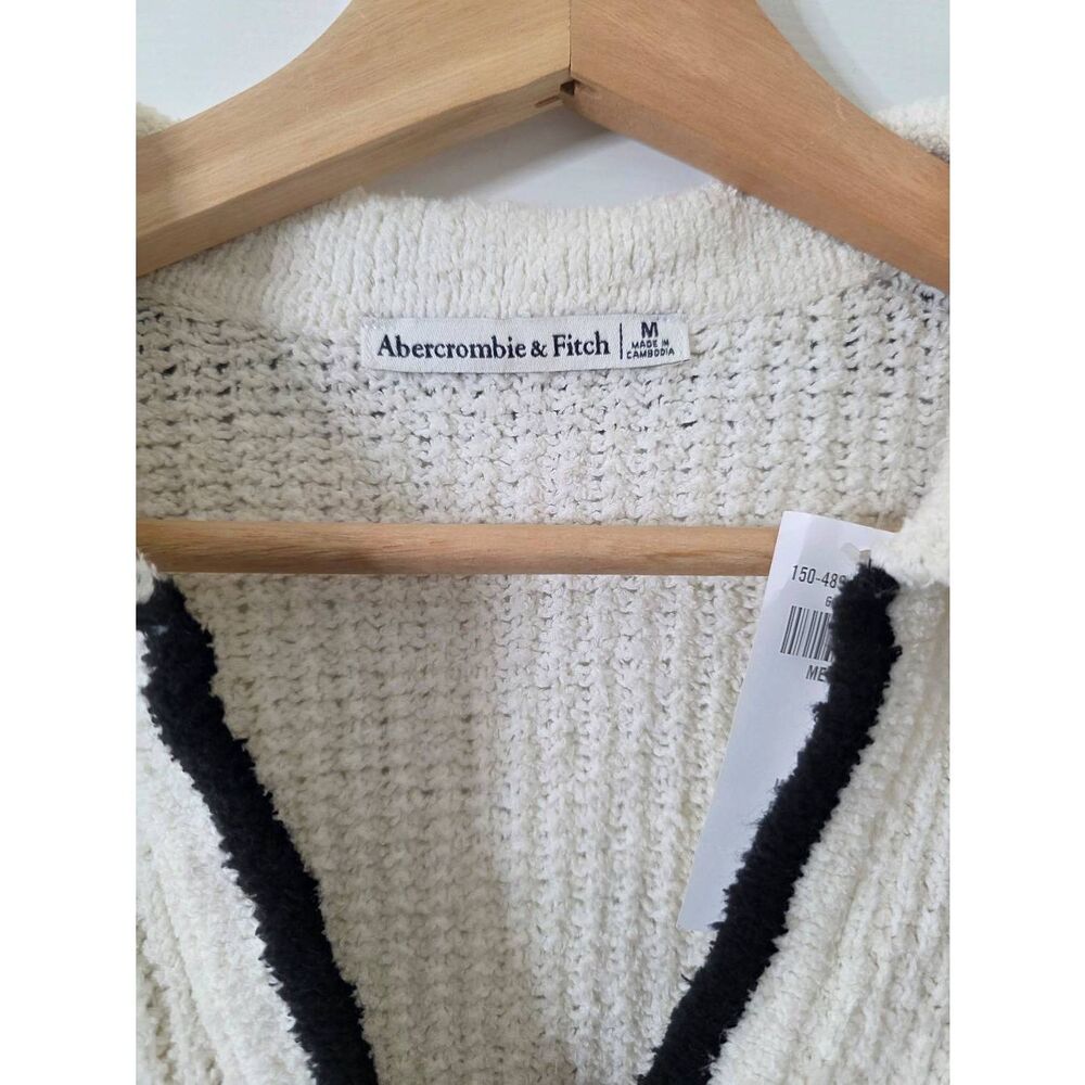 Abercrombie and fitch Short Sleeve Crochet-style Polo Cardigan M NWT - Picture 6 of 11